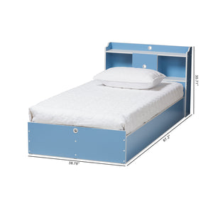 Baxton Studio Aeluin Contemporary Children's Blue and White Finished Platform Bed