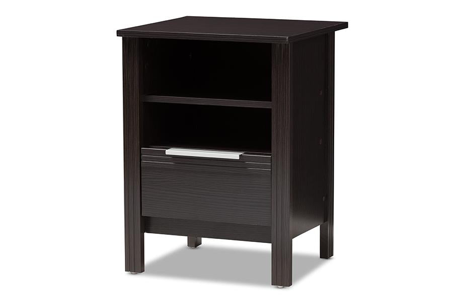 Baxton Studio Hamish Modern and Contemporary Wenge Brown Finished 1-Drawer Nightstand