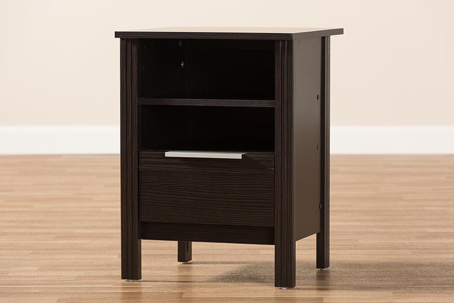 Baxton Studio Hamish Modern and Contemporary Wenge Brown Finished 1-Drawer Nightstand