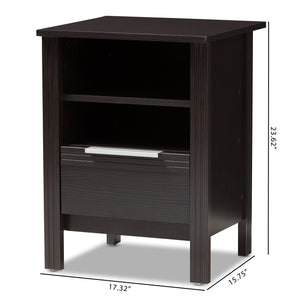 Baxton Studio Hamish Modern and Contemporary Wenge Brown Finished 1-Drawer Nightstand