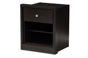 Baxton Studio Danette Modern and Contemporary Wenge Brown Finished 1-Drawer Nightstand