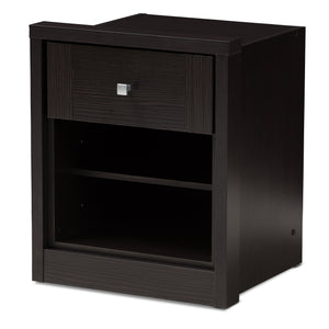 Baxton Studio Danette Modern and Contemporary Wenge Brown Finished 1-Drawer Nightstand