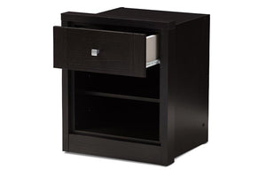 Baxton Studio Danette Modern and Contemporary Wenge Brown Finished 1-Drawer Nightstand