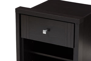 Baxton Studio Danette Modern and Contemporary Wenge Brown Finished 1-Drawer Nightstand