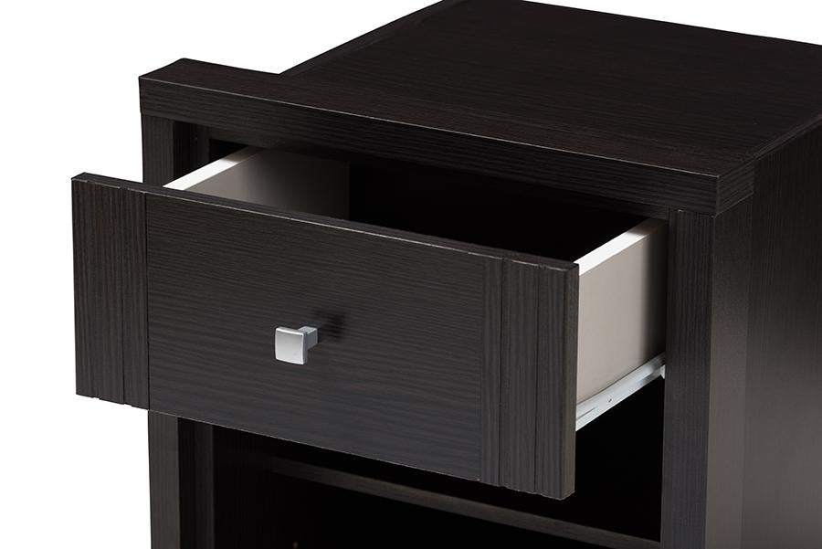 Baxton Studio Danette Modern and Contemporary Wenge Brown Finished 1-Drawer Nightstand