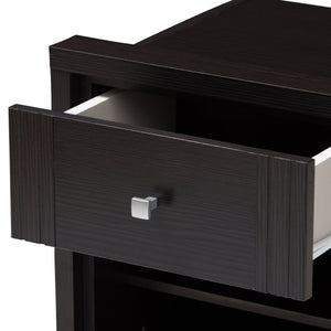 Baxton Studio Danette Modern and Contemporary Wenge Brown Finished 1-Drawer Nightstand