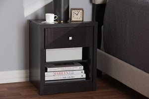 Baxton Studio Danette Modern and Contemporary Wenge Brown Finished 1-Drawer Nightstand