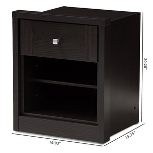 Baxton Studio Danette Modern and Contemporary Wenge Brown Finished 1-Drawer Nightstand