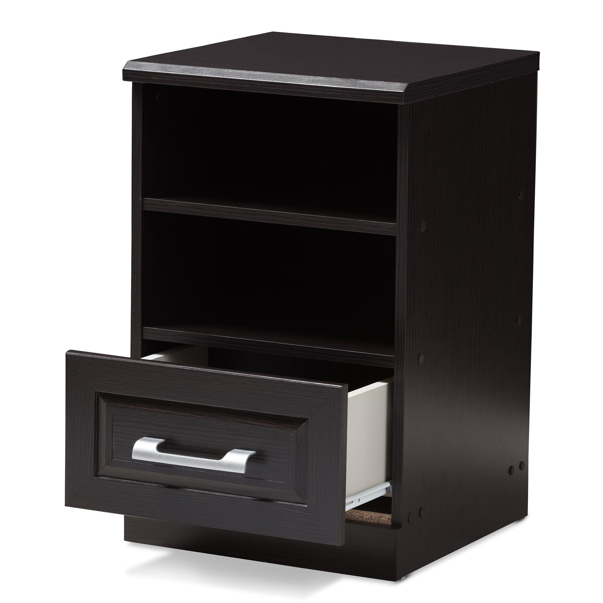 Baxton Studio Odelia Modern and Contemporary Wenge Brown Finished 1-Drawer Nightstand