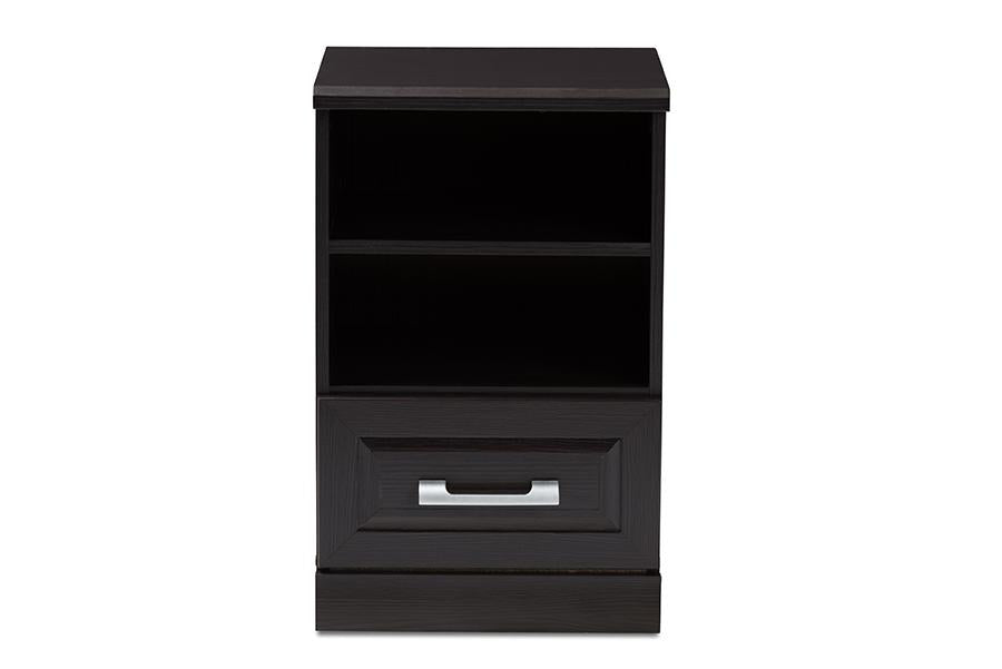 Baxton Studio Odelia Modern and Contemporary Wenge Brown Finished 1-Drawer Nightstand