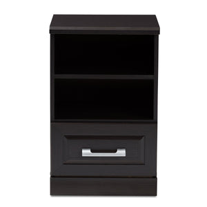 Baxton Studio Odelia Modern and Contemporary Wenge Brown Finished 1-Drawer Nightstand