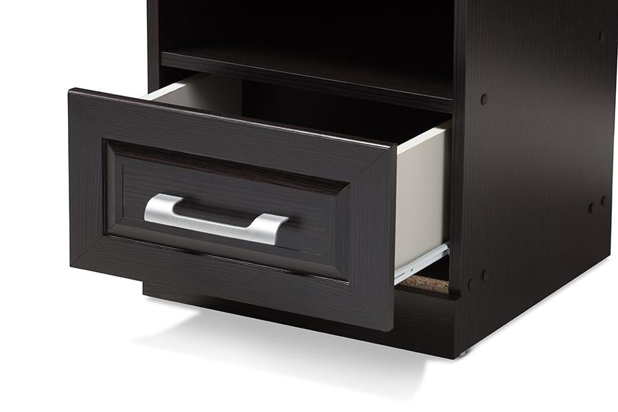 Baxton Studio Odelia Modern and Contemporary Wenge Brown Finished 1-Drawer Nightstand