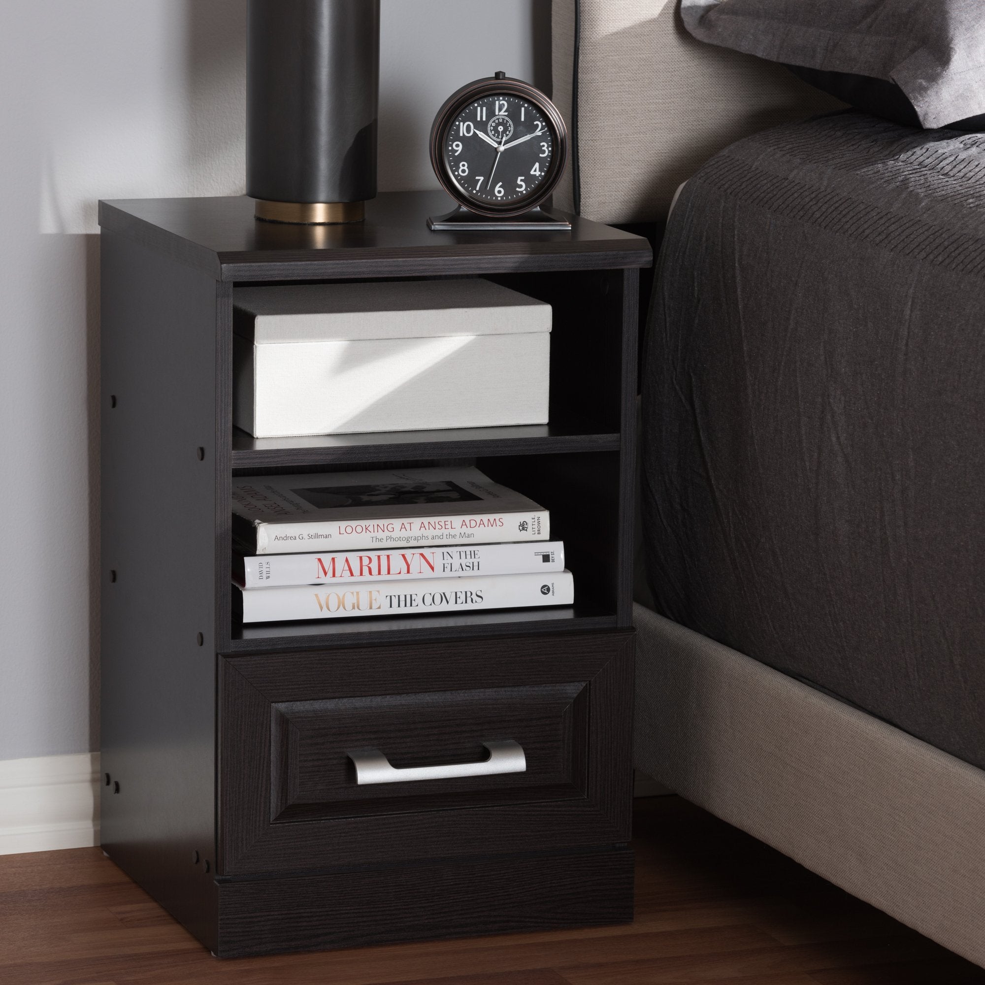 Baxton Studio Odelia Modern and Contemporary Wenge Brown Finished 1-Drawer Nightstand