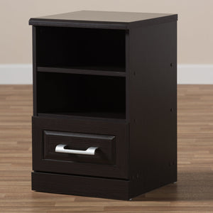 Baxton Studio Odelia Modern and Contemporary Wenge Brown Finished 1-Drawer Nightstand