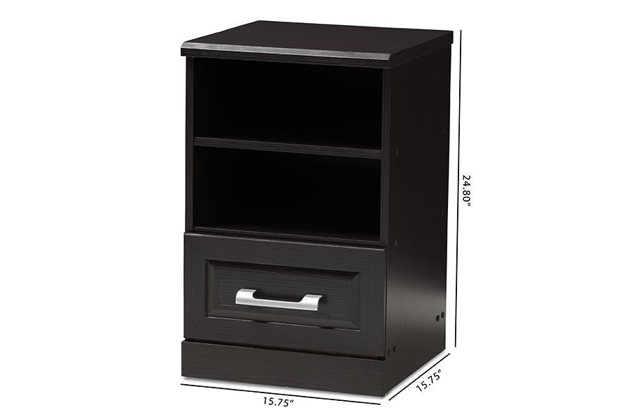 Baxton Studio Odelia Modern and Contemporary Wenge Brown Finished 1-Drawer Nightstand