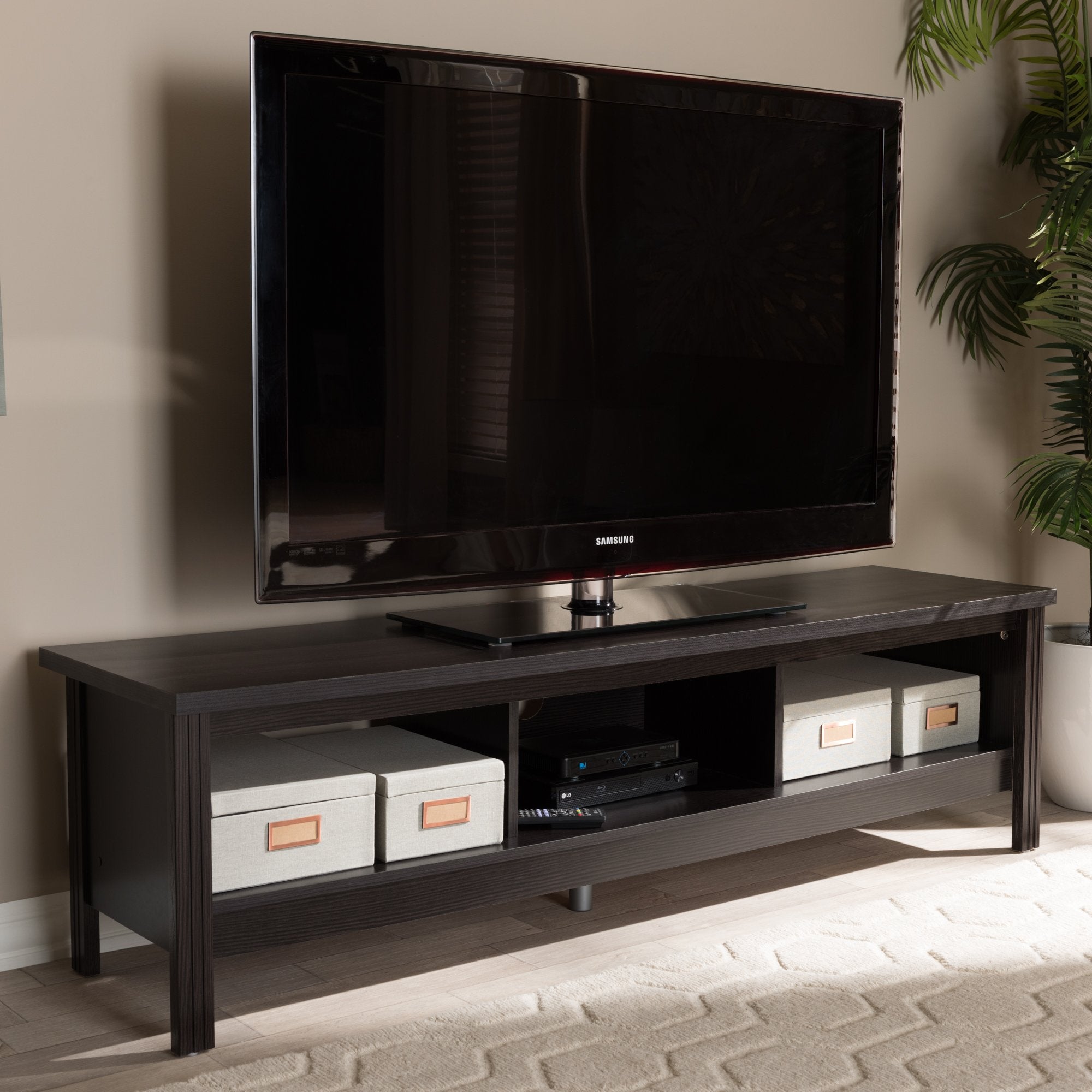 Baxton Studio Callie Modern and Contemporary Wenge Brown Finished TV Stand