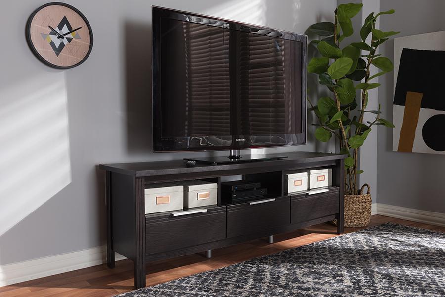 Baxton Studio Elaine Modern and Contemporary Wenge Brown Finished TV Stand