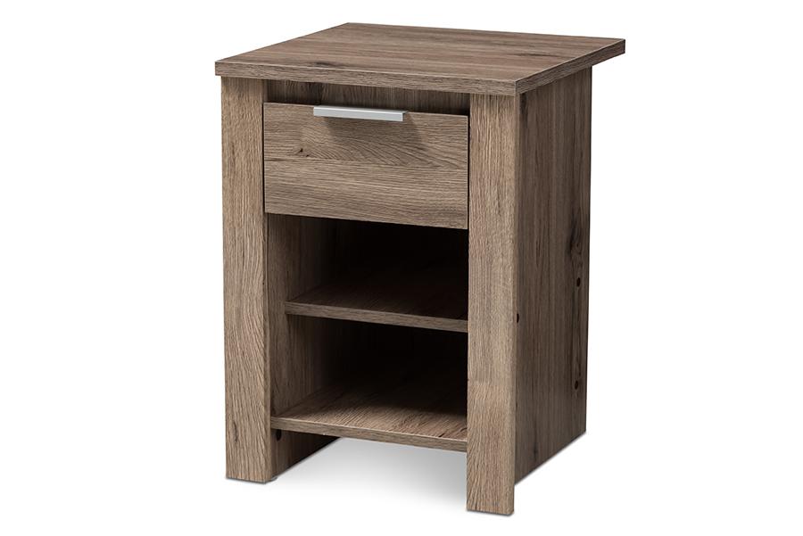 Baxton Studio Laverne Modern and Contemporary Oak Brown Finished 1-Drawer Nightstand