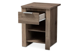 Baxton Studio Laverne Modern and Contemporary Oak Brown Finished 1-Drawer Nightstand