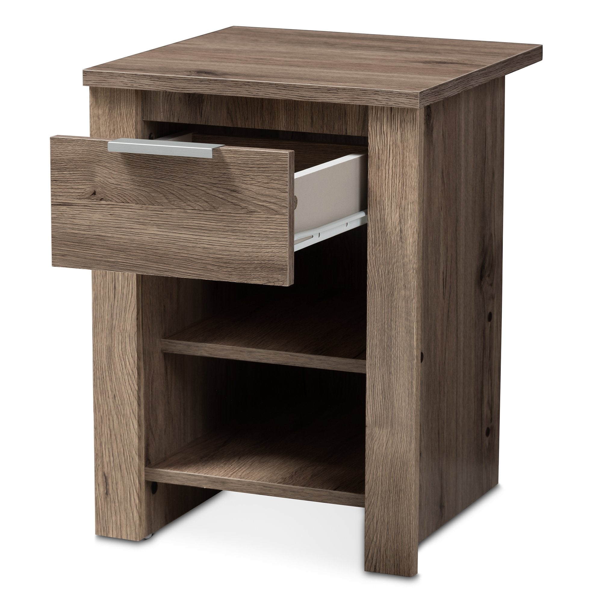 Baxton Studio Laverne Modern and Contemporary Oak Brown Finished 1-Drawer Nightstand