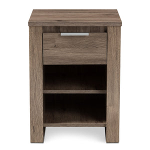 Baxton Studio Laverne Modern and Contemporary Oak Brown Finished 1-Drawer Nightstand