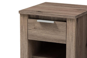 Baxton Studio Laverne Modern and Contemporary Oak Brown Finished 1-Drawer Nightstand