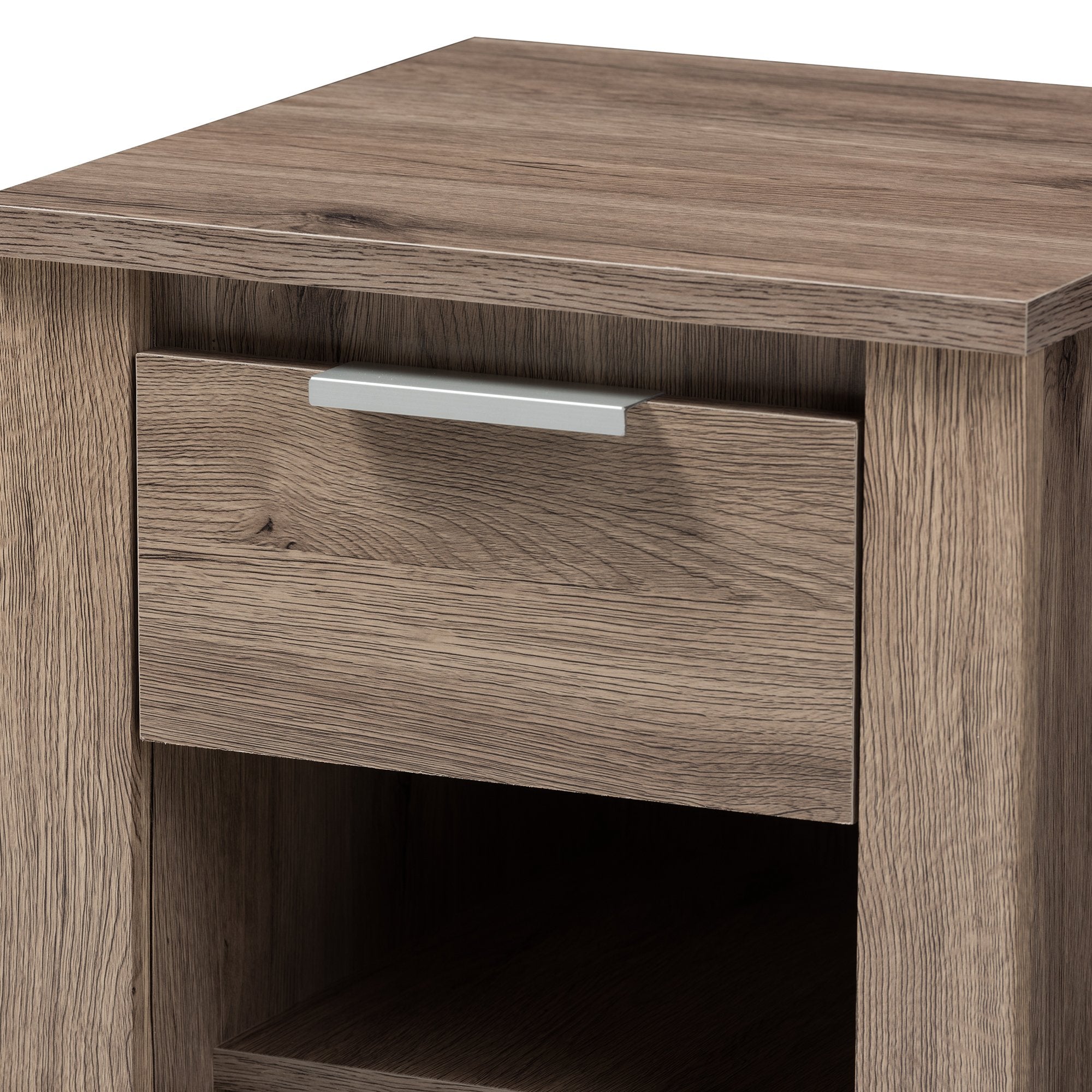 Baxton Studio Laverne Modern and Contemporary Oak Brown Finished 1-Drawer Nightstand