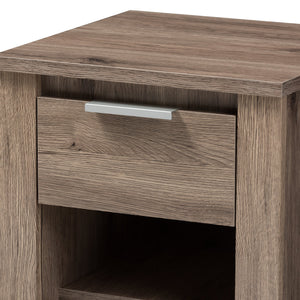 Baxton Studio Laverne Modern and Contemporary Oak Brown Finished 1-Drawer Nightstand