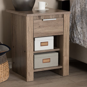 Baxton Studio Laverne Modern and Contemporary Oak Brown Finished 1-Drawer Nightstand