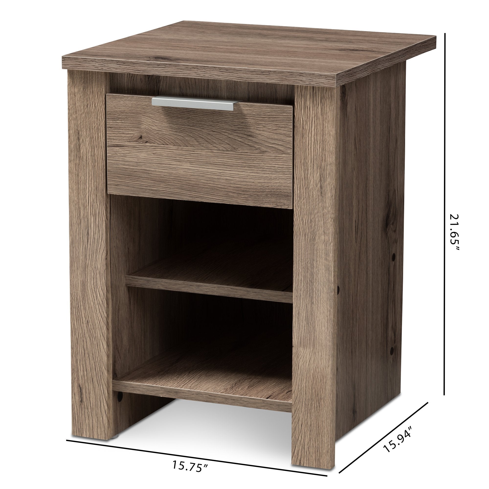 Baxton Studio Laverne Modern and Contemporary Oak Brown Finished 1-Drawer Nightstand