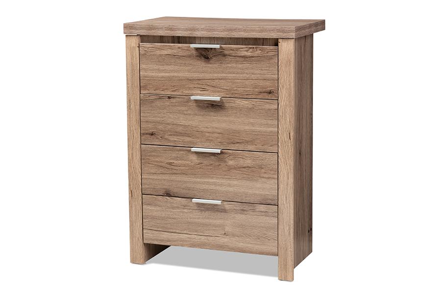 Baxton Studio Laverne Modern and Contemporary Oak Brown Finished 4-Drawer Chest