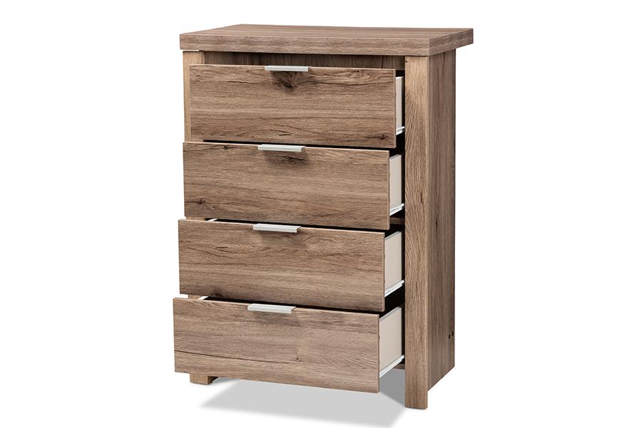 Baxton Studio Laverne Modern and Contemporary Oak Brown Finished 4-Drawer Chest