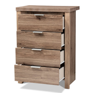 Baxton Studio Laverne Modern and Contemporary Oak Brown Finished 4-Drawer Chest