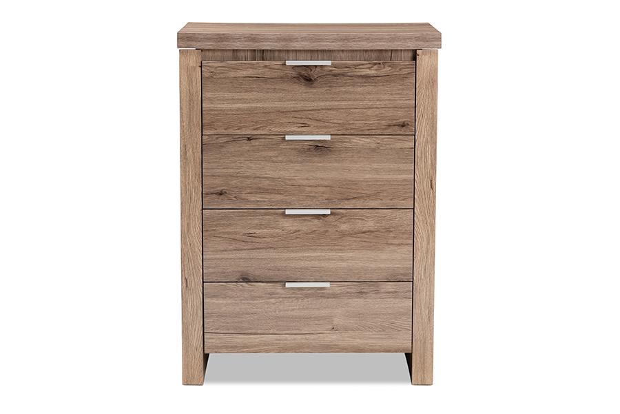 Baxton Studio Laverne Modern and Contemporary Oak Brown Finished 4-Drawer Chest