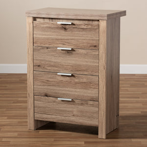 Baxton Studio Laverne Modern and Contemporary Oak Brown Finished 4-Drawer Chest