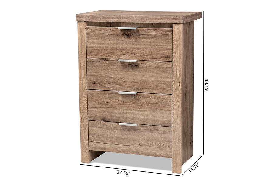 Baxton Studio Laverne Modern and Contemporary Oak Brown Finished 4-Drawer Chest