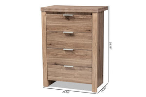 Baxton Studio Laverne Modern and Contemporary Oak Brown Finished 4-Drawer Chest