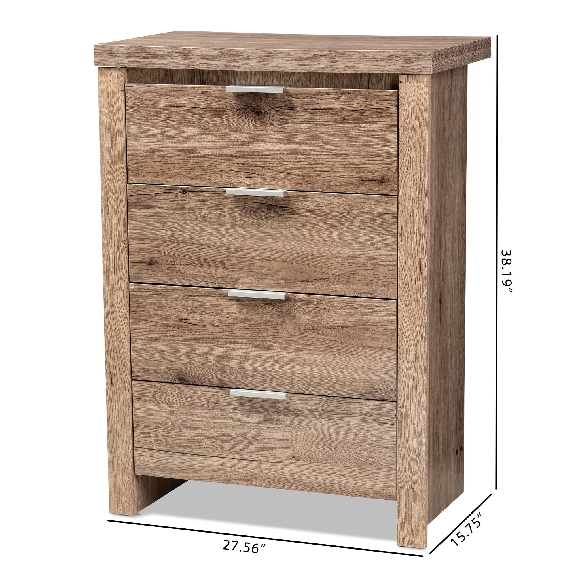 Baxton Studio Laverne Modern and Contemporary Oak Brown Finished 4-Drawer Chest