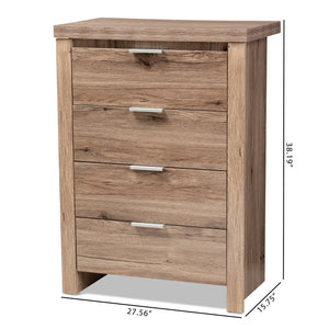 Baxton Studio Laverne Modern and Contemporary Oak Brown Finished 4-Drawer Chest