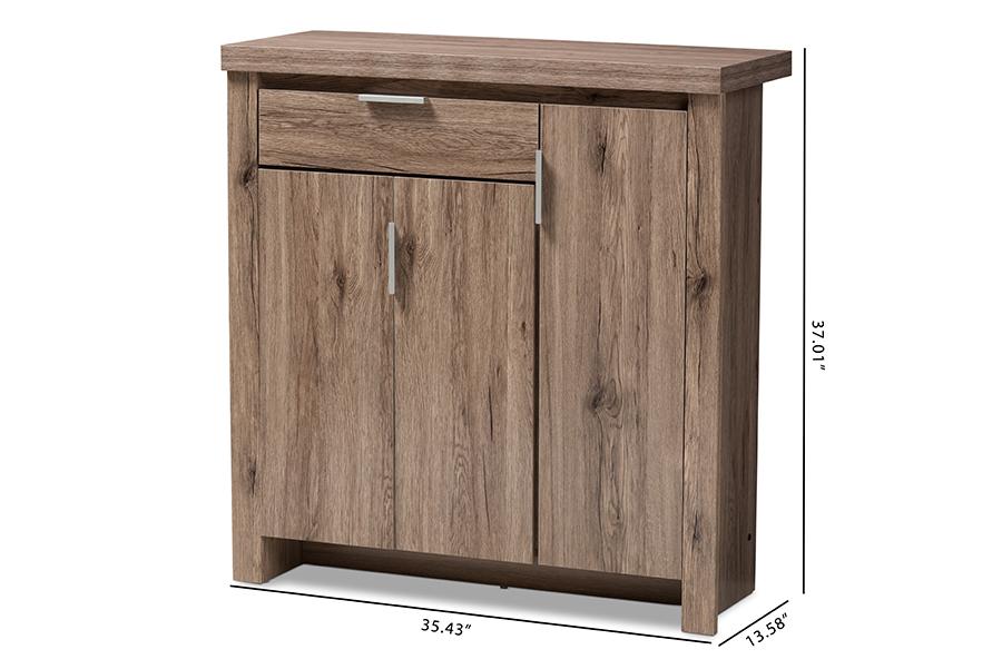 Baxton Studio Laverne Modern and Contemporary Oak Brown Finished Shoe Cabinet