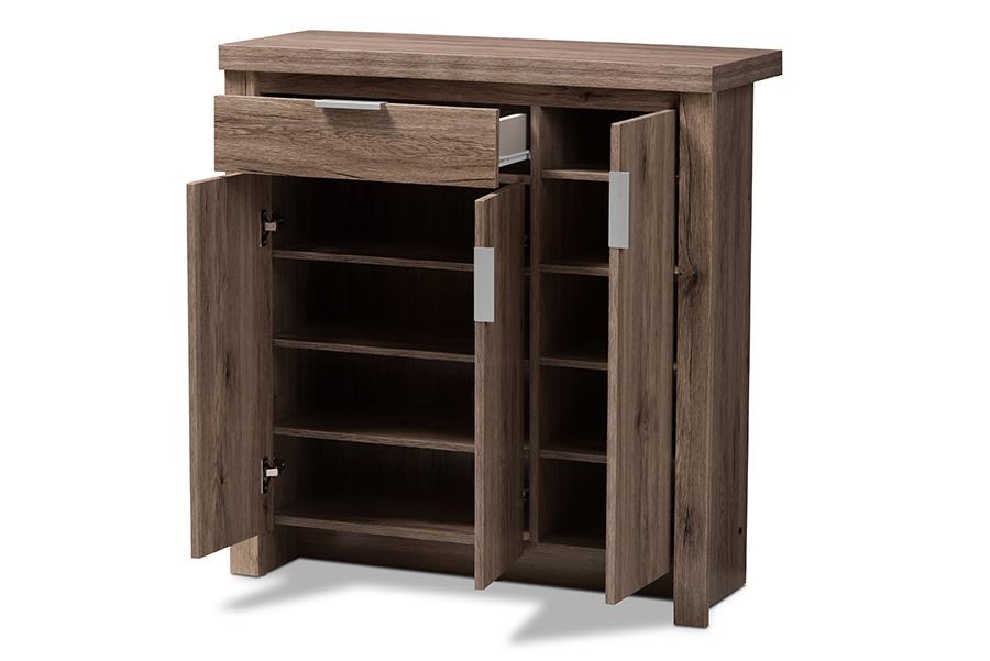 Baxton Studio Laverne Modern and Contemporary Oak Brown Finished Shoe Cabinet