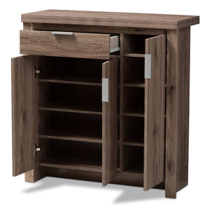 Baxton Studio Laverne Modern and Contemporary Oak Brown Finished Shoe Cabinet