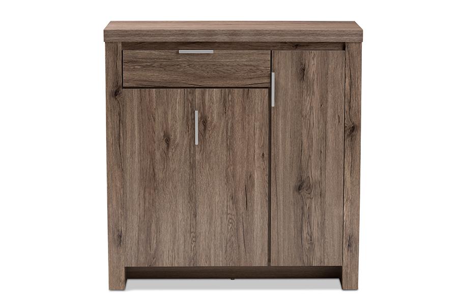 Baxton Studio Laverne Modern and Contemporary Oak Brown Finished Shoe Cabinet