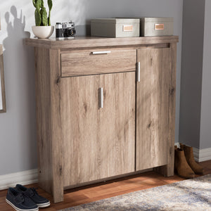 Baxton Studio Laverne Modern and Contemporary Oak Brown Finished Shoe Cabinet