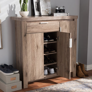 Baxton Studio Laverne Modern and Contemporary Oak Brown Finished Shoe Cabinet