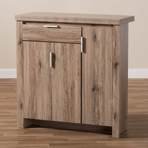 Baxton Studio Laverne Modern and Contemporary Oak Brown Finished Shoe Cabinet