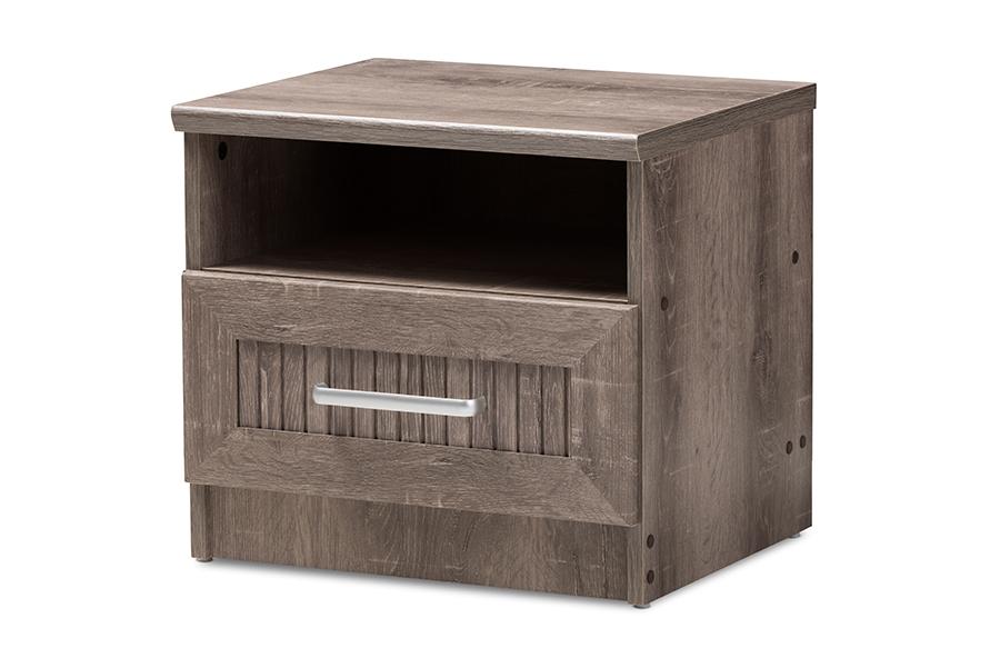 Baxton Studio Gallia Modern and Contemporary Oak Brown Finished 1-Drawer Nightstand