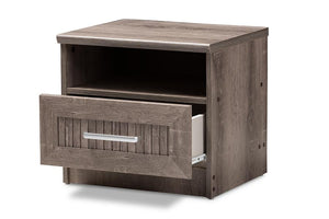 Baxton Studio Gallia Modern and Contemporary Oak Brown Finished 1-Drawer Nightstand