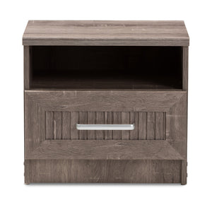 Baxton Studio Gallia Modern and Contemporary Oak Brown Finished 1-Drawer Nightstand