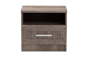 Baxton Studio Gallia Modern and Contemporary Oak Brown Finished 1-Drawer Nightstand